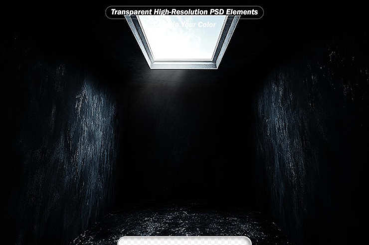 PSD black and white light in the narrow room