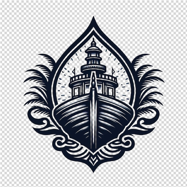 PSD a black and white logo with a ship on the top