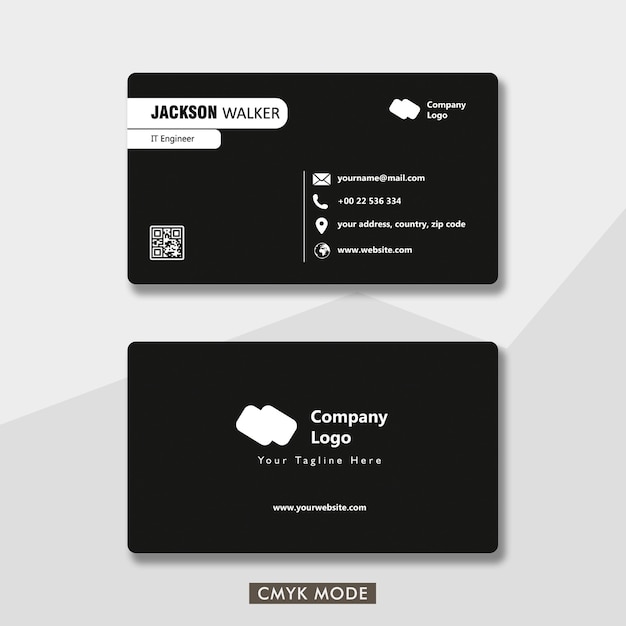 Black and white minimalist template business card