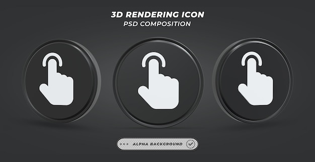 PSD black and white mouse pointer icon in 3d rendering