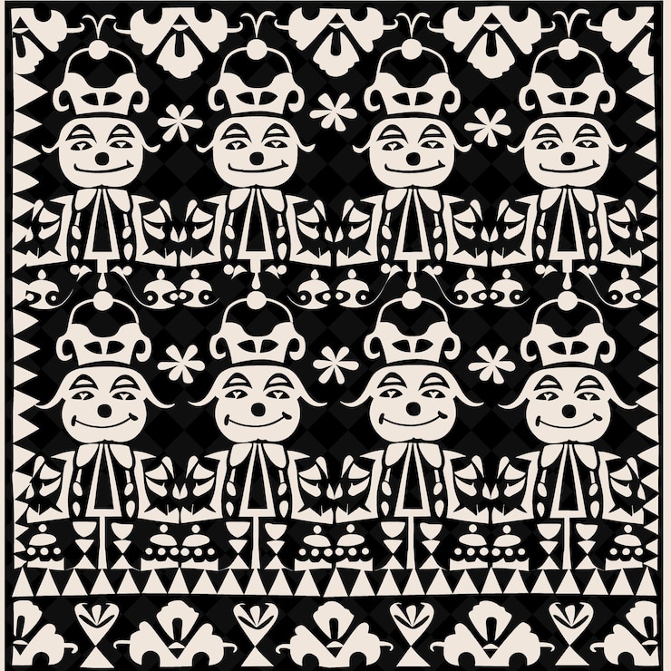 PSD a black and white pattern with a cat on it