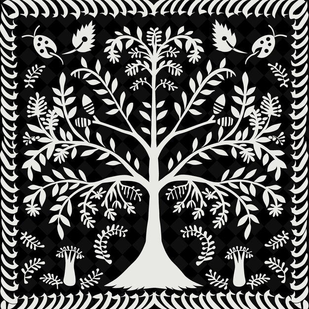 PSD a black and white pattern with a tree on it