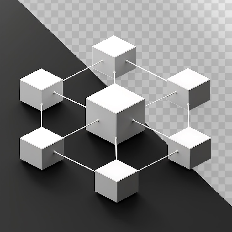 PSD a black and white photo of a cube with a white background