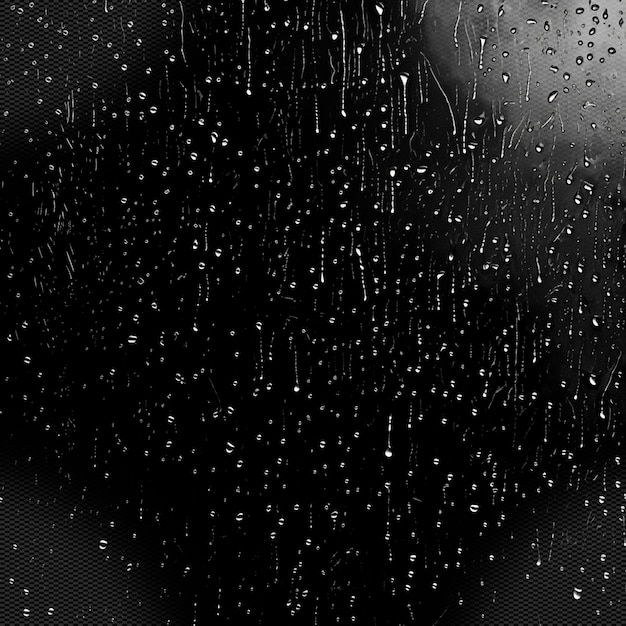 a black and white photo of raindrops on a window