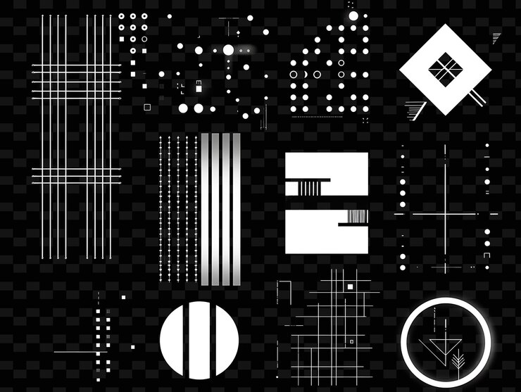 PSD a black and white photo of a series of circles and circles