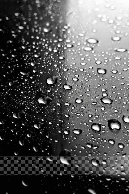 PSD a black and white photo of water droplets on a window on transparent background