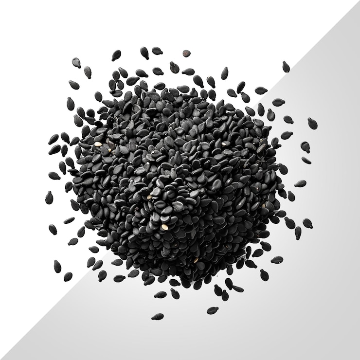 PSD a black and white picture of a circle of seeds with a white background