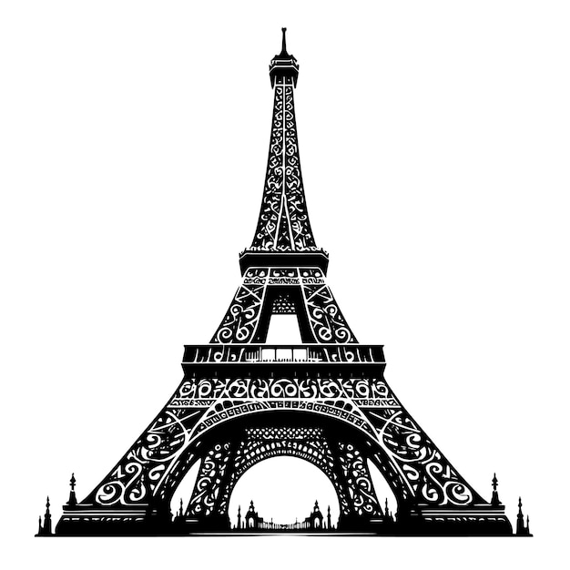 PSD a black and white picture of a eiffel tower