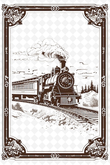 PSD un'immagine in bianco e nero di un treno a vapore con l'anno 2013
