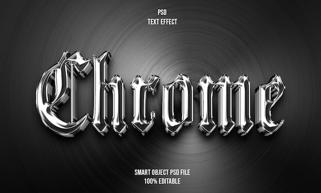 PSD a black and white poster that says chrome text effect.