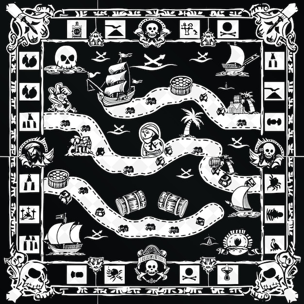 PSD a black and white poster with a pirate ship and the words quot the pirate quot on it