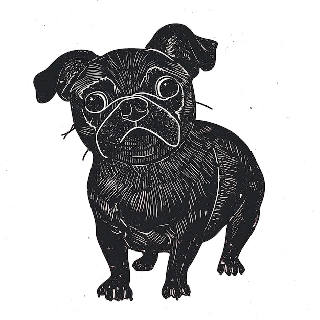 PSD black and white pug puppy png