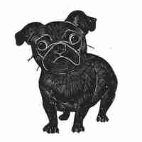 PSD black and white pug puppy png