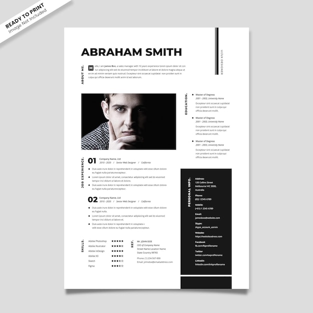 Black and white resume template