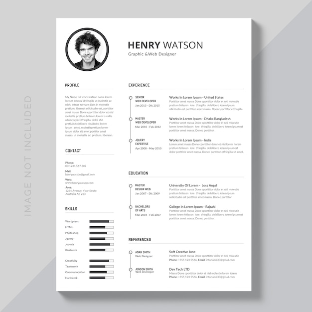 PSD black and white resume