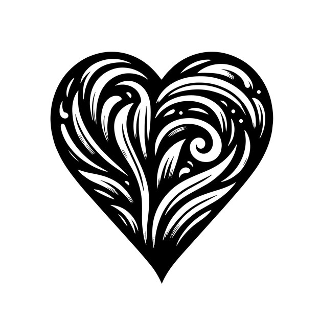 PSD black and white silhouette of a heart the symbol of love