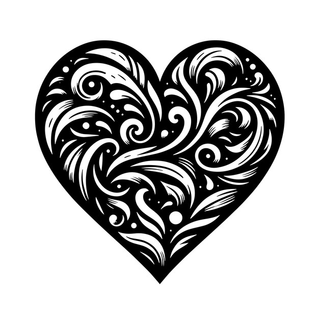 PSD silhouette in bianco e nero di un cuore il simbolo dell'amore