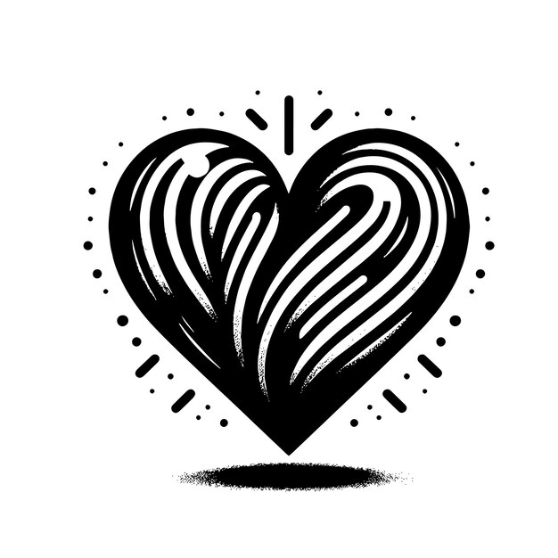 PSD black and white silhouette of a heart the symbol of love