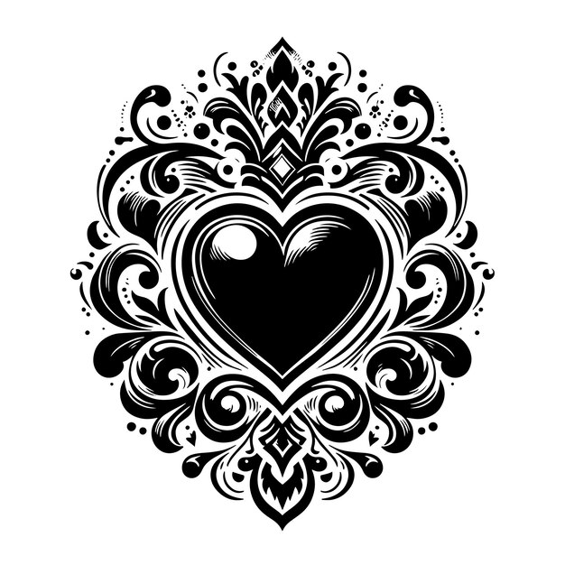 PSD black and white silhouette of a heart the symbol of love