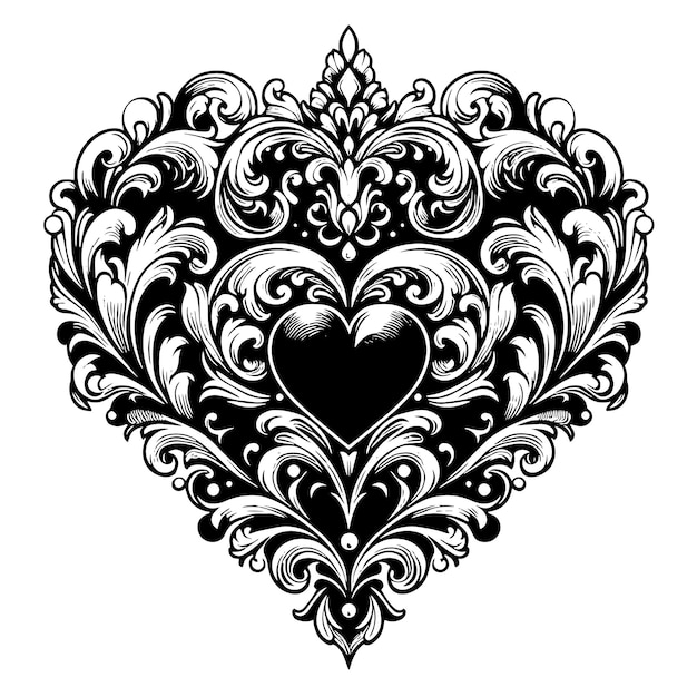 PSD black and white silhouette of a heart the symbol of love