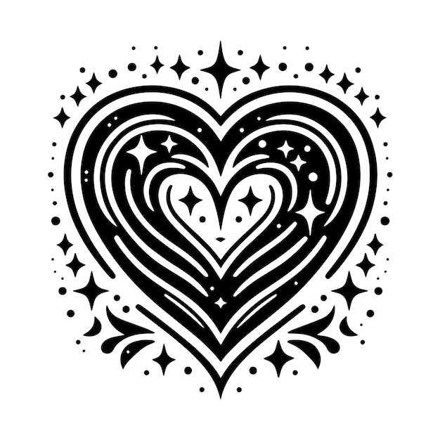 PSD black and white silhouette of a heart the symbol of love