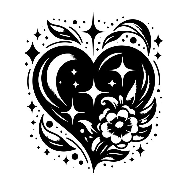 PSD black and white silhouette of a heart the symbol of love