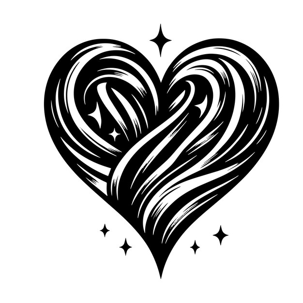 PSD black and white silhouette of a heart the symbol of love