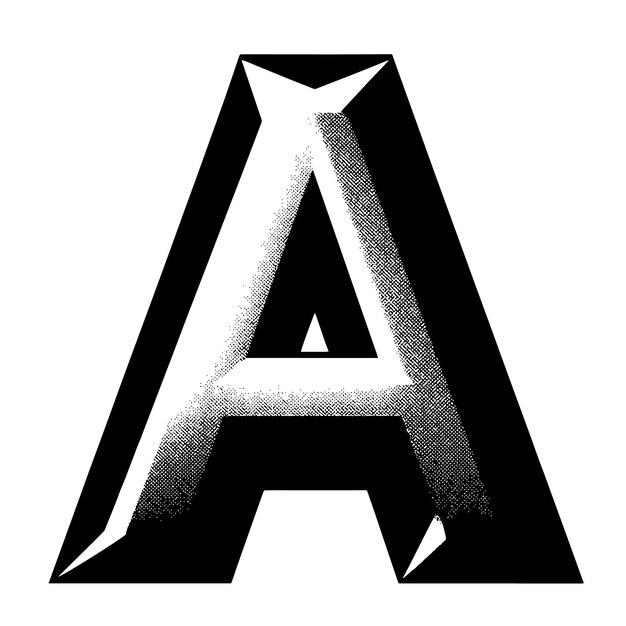 PSD black and white silhouette of letter a illustration