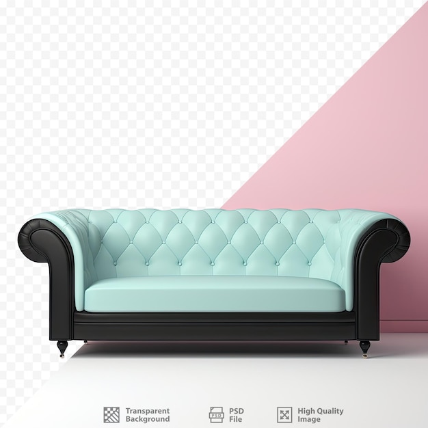 PSD black and white sofa on transparent background