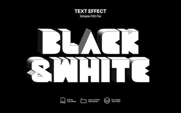PSD effetto di testo in bianco e nero