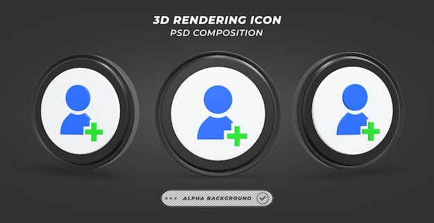 PSD black and white user icon in 3d rendering