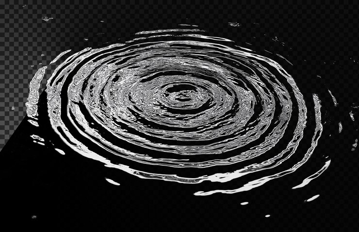 PSD black and white video of ripples in water on an allwhite background transparent overlay effect