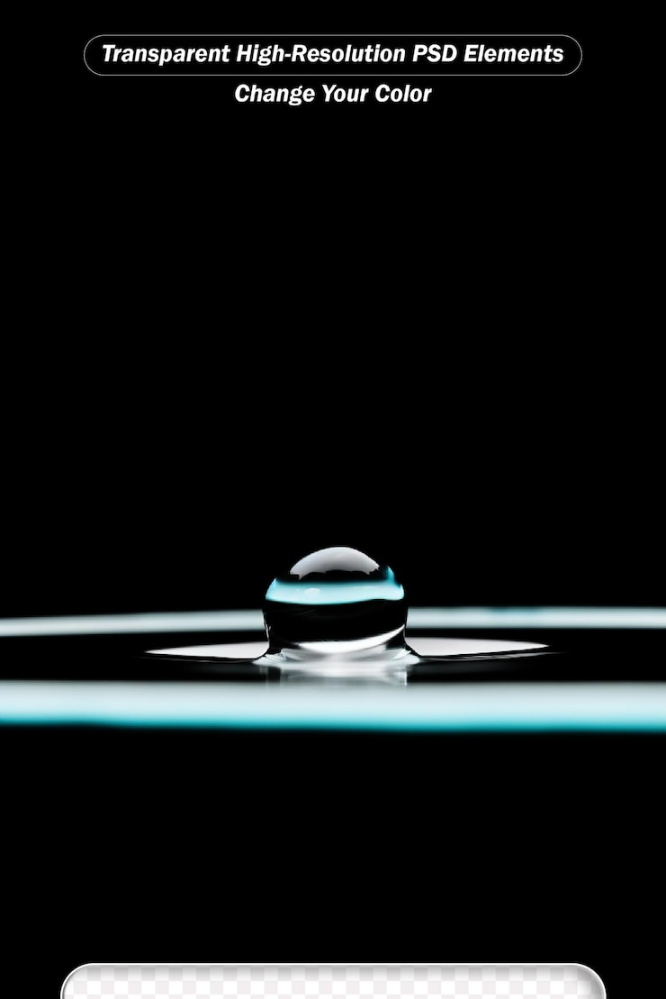 PSD black and white water droplets and ripples isolated on a clean transparent background
