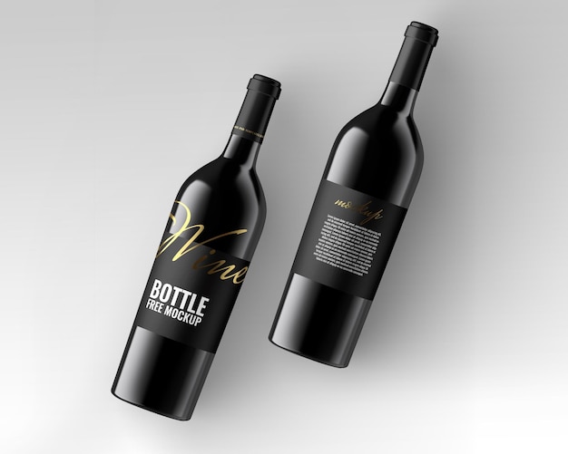 black wine bottle mockup