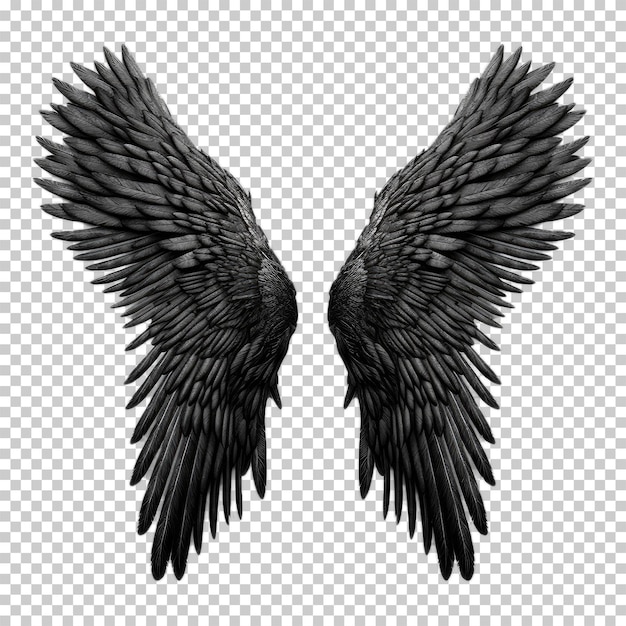 PSD black wings isolated on transparent background