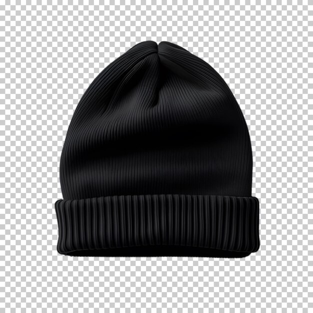 PSD black winter hat mockup isolated on transparent background