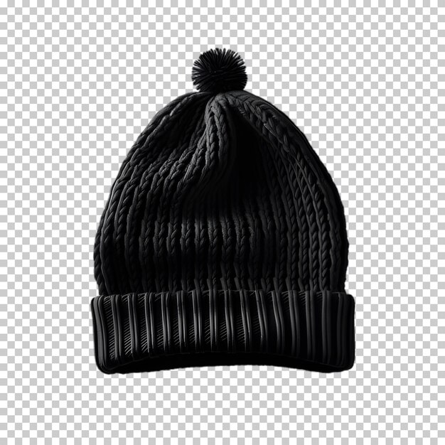 PSD black winter hat mockup isolated on transparent background