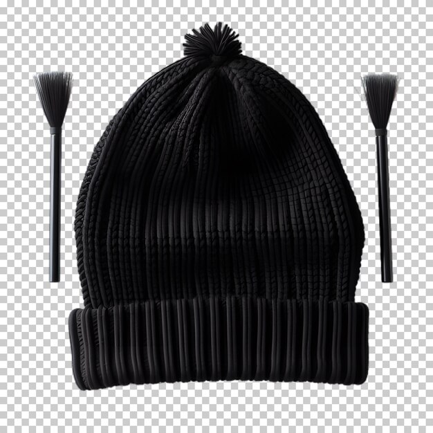 PSD black winter hat mockup isolated on transparent background