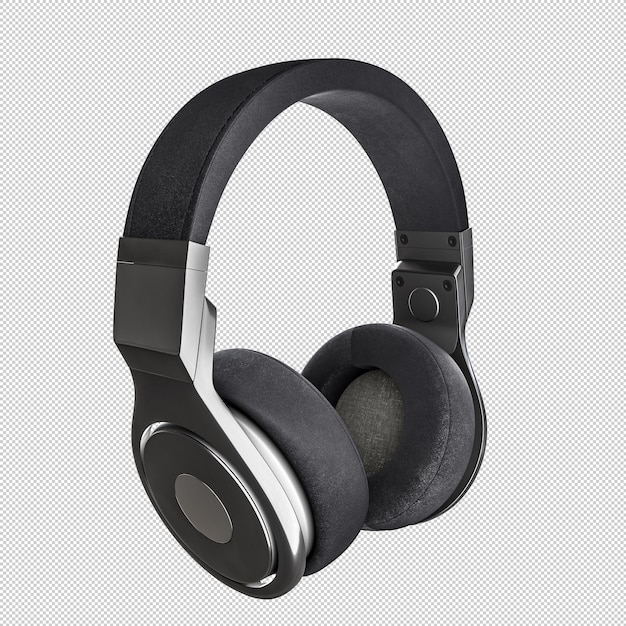 black wireless headphones on transparent background