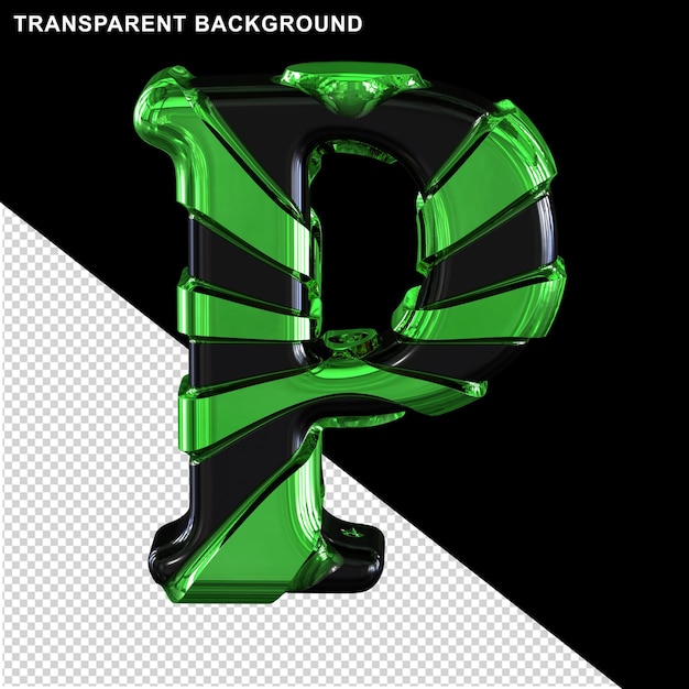 Black with green straps letter p