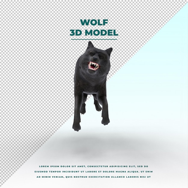 PSD black wolf isolated