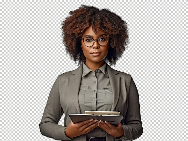 Black woman accountant psd transparent white isolated background