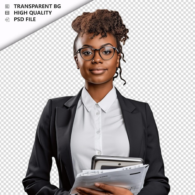 Black woman accountant on white background white isolated