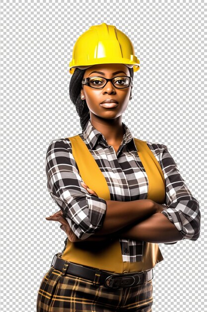 Black Woman Architect PSD transparent white isolated background