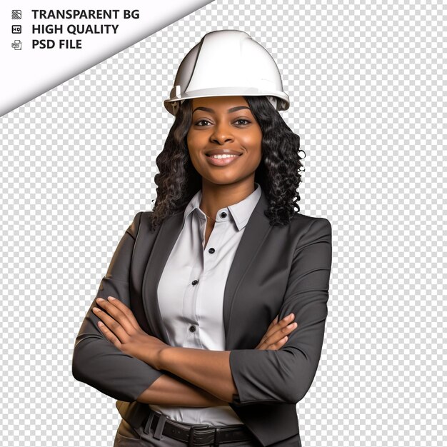 PSD black woman architect on white background white isolated