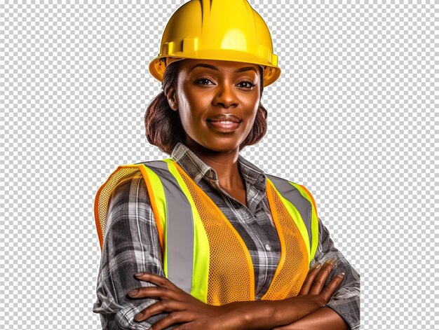 PSD black woman construction worker psd transparent white is