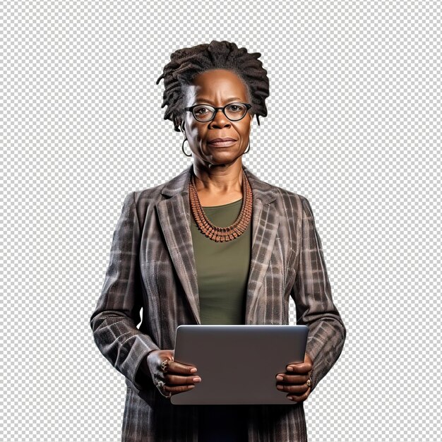 PSD black woman economist psd transparent white isolated background