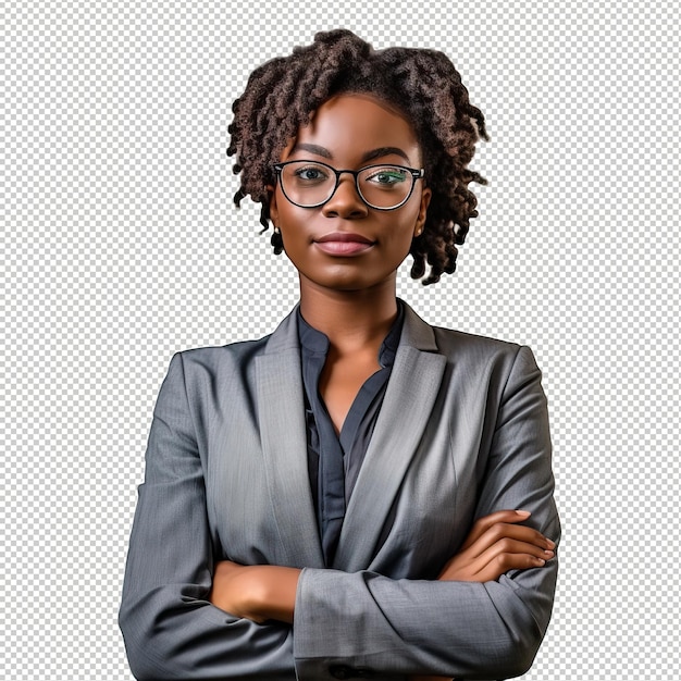 PSD black woman economist psd transparent white isolated background