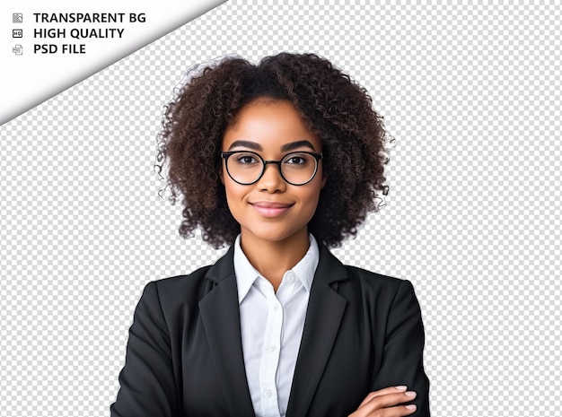 PSD black woman economist on white background white isolated