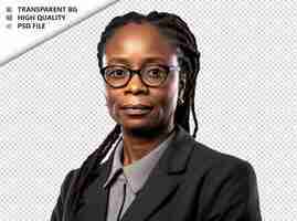 PSD black woman economist on white background white isolated